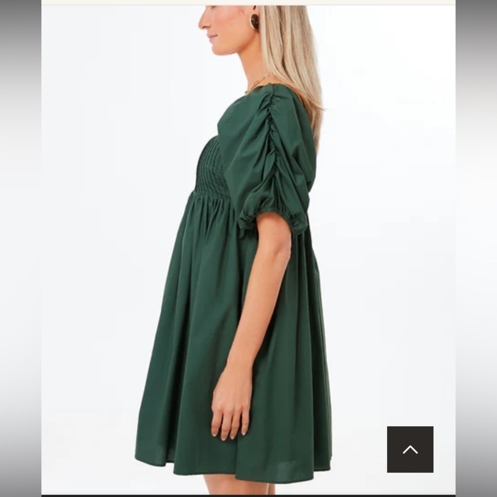 Hyacinth House emerald green puff sleeve Sasha mini dress. Size Large - Picture 3 of 10